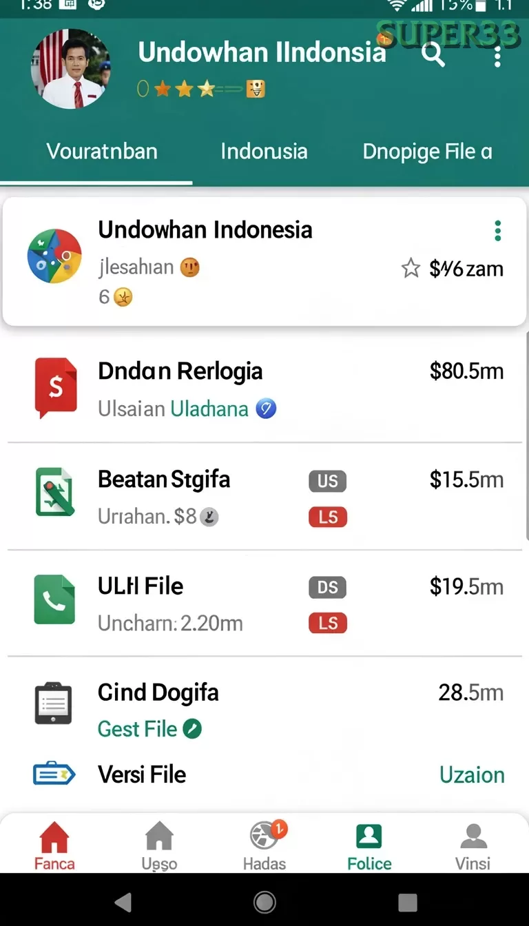 Cuplikan layar VESPA69 — menu navigasi