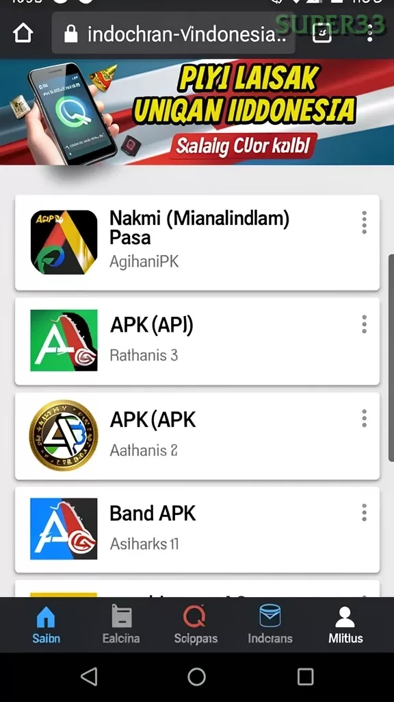 Cuplikan layar COINS — menu navigasi